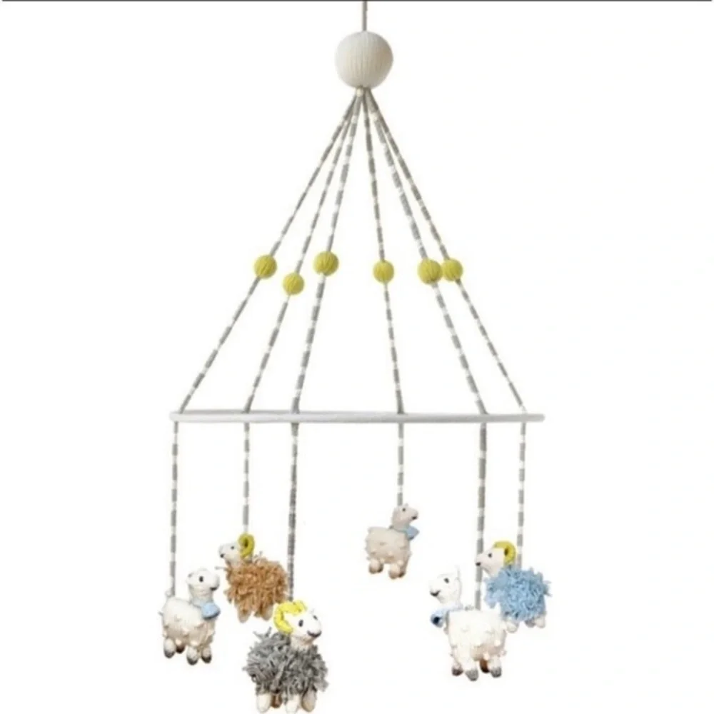 New🌟BlaBla Crocheted Sheep Mobile-yellow/white/gray